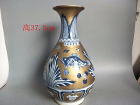 乡下收的元代 青花瓷 描金鱼纹 瓷瓶