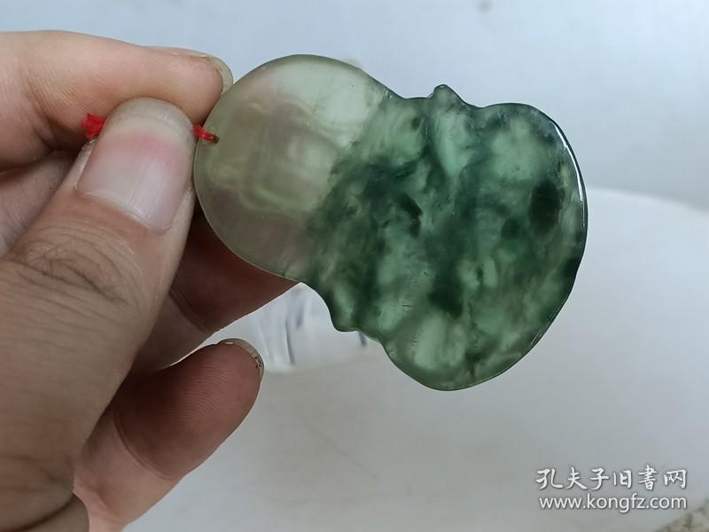 清代老翡翠观音挂 件