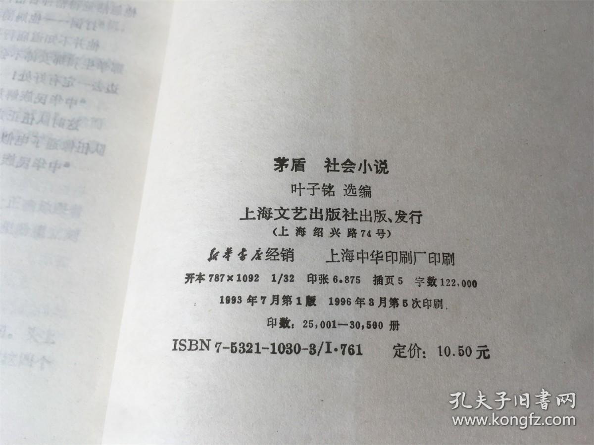 中国现代名作家名著珍藏本：茅盾 社会小说