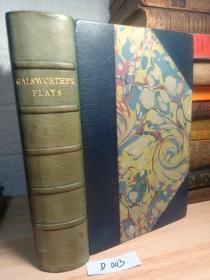 1929年 THE PLAYS OF JOHN GALSWORTHY   私坊BUMPUS 4/3真皮装帧  三面鎏金  好品  1149页厚本   22x15cm