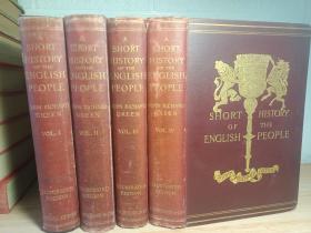 1892-1894年  A Short History of the English People  4本全  含精美彩图 另有大量黑白插图  烫金封面 书顶刷金  25.5x18.5cm