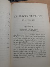 1858年 TOM BROWN'S SCHOOL DAYS  含一副精美藏书票 全皮装帧 三面书口花纹  19X13CM