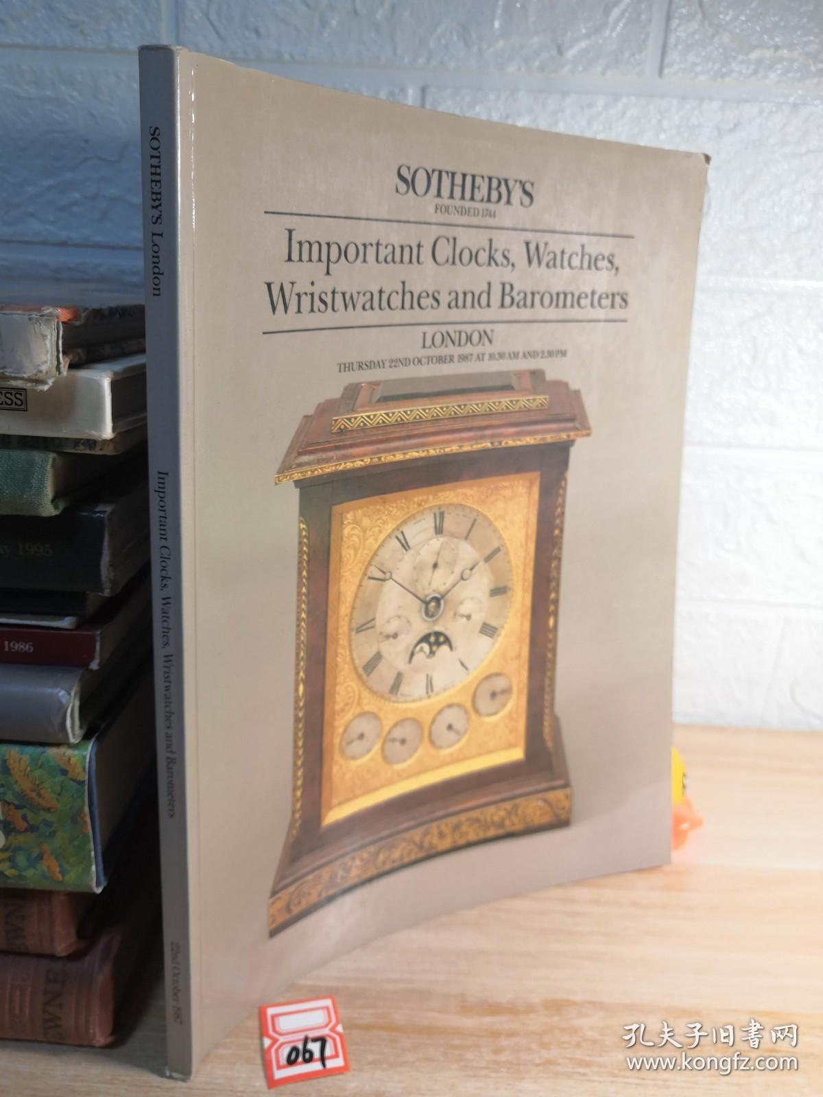 IM[ORTANT CLOCKS,WATCHES, WRISTWATCHES AND BAROMETERS  大量插图  SOTHEBEY'S   大开本 27X21CM