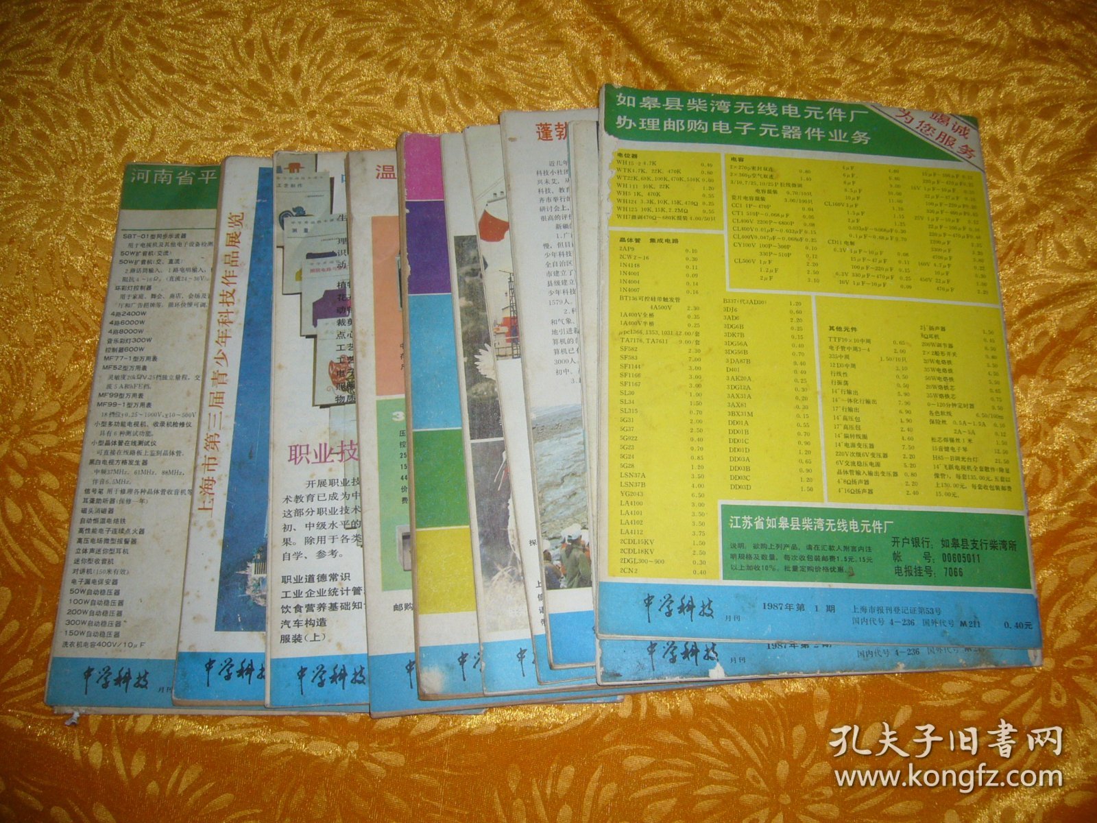 月刊：中学科技（1987年 第1、2、3、4、5、6、7、8、9、12期）十本合售   //  16开【购满100元免运费】