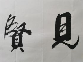 保真，浙江著名书法家，应礼岩，书法：见贤思齐，中国书画研究院院士，中国艺术家协会理事，著名知青书法家，119*35