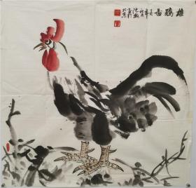 保真，沈梅，北京画院王培东艺术工作室画家，中国国际精典书画院客座教授。雄鸡图，68*68