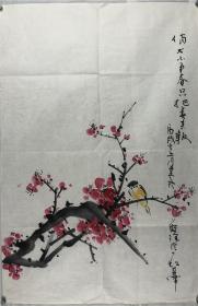 保真，董其伟，著名画家乔木弟子，上海书画协会会员，上海松江美协画师，国画：俏也不争春，69*45（36）