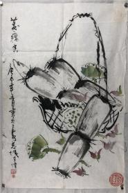 保真，董其伟，著名画家乔木弟子，上海书画协会会员，上海松江美协画师，国画：菱藕香，69*45（32）