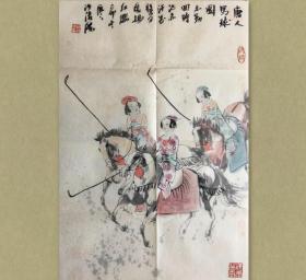 沙俊杰，1951年生于济南，回族。现为山东省美术家协会会员，创作室专职画家，济南市美协理事，济南中山画院院长，山东画院高级画师。主功人物画，其画风清秀，俊雅典朴，人物造型生动严谨、笔墨趣味高雅隽永，颇有浙派画风之神韵。近年来作品不断入选省、市及全国画展并获奖。 

46x68cm，未裱，保真。