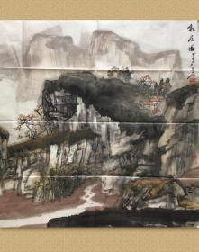 秦岭，1953年生于青海， 师从李可染、李宝林等著名画家，1982年毕业于上海师范学院艺术系，1986年进修结业于中央美术学院国画系。现为湖北美术学院教授。 秋居图，68x69cm，未裱，保真。