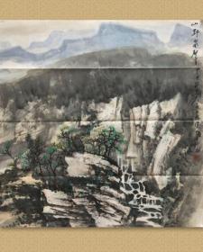 秦岭，1953年生于青海， 师从李可染、李宝林等著名画家，1982年毕业于上海师范学院艺术系，1986年进修结业于中央美术学院国画系。现为湖北美术学院教授。

山野泉声，68x69cm，未裱，保真。