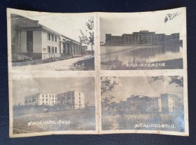 老照片 1963年武汉水运工程学院四张连体少见 教学楼，学生宿舍，大礼堂