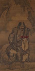 元 颜辉 李仙像 道释画李铁拐 50x101.2cm  绢本 名画复制 定制产品不支持退货