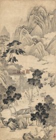 明 尤求 云溪雅集图 45x112cm 纸本 水墨山水画 名画复制 定制产品不支持退货
