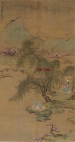 清 禹之鼎 江乡清晓图  96.66x182.57cm 工笔人物画  绢本