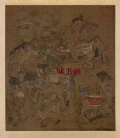 宋 大傩图 民间驱除厉疫风俗画 72.2x83cm 绢本 名画复制 定制产品不支持退货