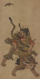 明 钟馗骑虎图 道释画 46x91cm 纸本 名画复制 定制产品不支持退货