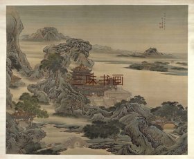 袁耀 九成宫图 山水画楼阁 41.2x50cm 绢本