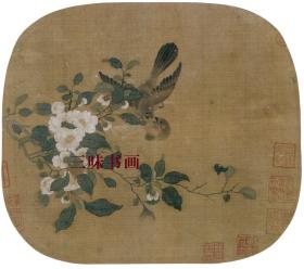 宋 雀山茶图 团扇小品 23.5x26.7cm 绢本