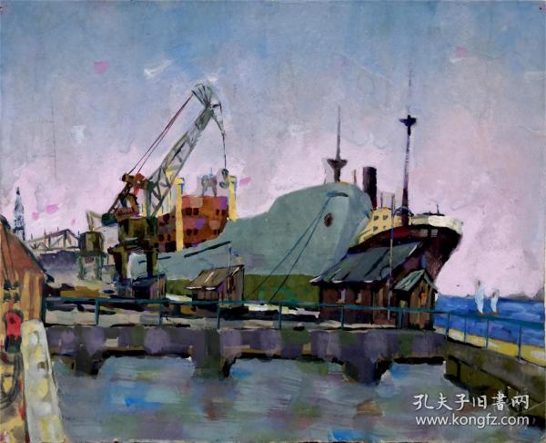 杜泳樵《港》水粉 17×23cm 1991年