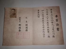 1949年华北人民革命大学毕业证书，