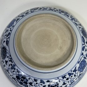 清乾隆青花一束莲纹盘 5.5×28厘米