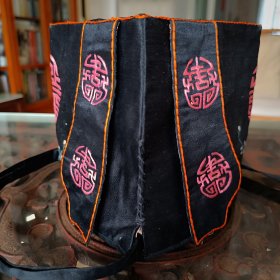 清末“延年益寿”手工绣缎面寿星帽