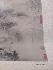 名家  老印刷品画《月夜泛舟图》上海博物馆藏