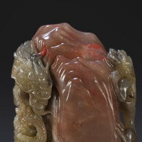 牧甫作 寿山石雕龙纹山子印章