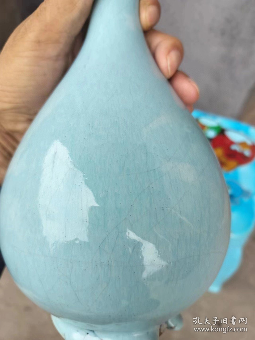 古玩旧藏钧窑玉壶春瓶