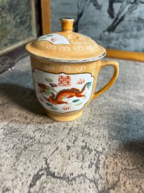 80年代，电光釉龙凤茶杯一只y