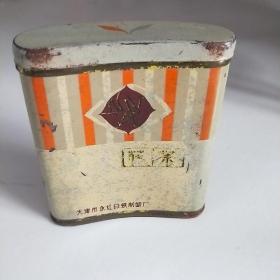 60年代左右《花茶》铁皮茶罐1个【天津市永红印铁制罐厂】