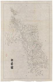 古地图1864 吉林图 法国藏本。纸本大小106.02*69.1厘米。宣纸艺术微喷复制。