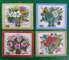 德国邮票 西柏林1974年四季花卉 4全新