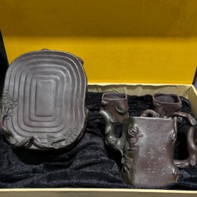 旧藏紫砂壶树桩套壶时大彬