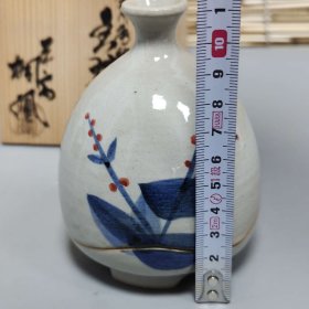 日本平安桐鳯作 染付梅花香炉 附原盒，香道茶道使用陈设雅器，器型独特