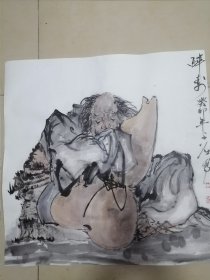 手绘国画醉寿