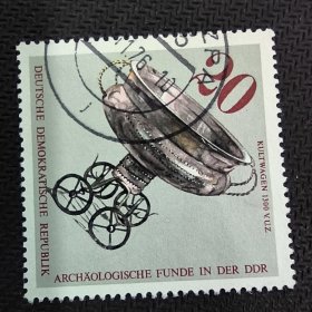 DDR301外国邮票民主德国1976年考古发现文物艺术品 销 1枚 邮戳随机