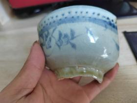 明代青花外花鸟内十字杵大碗瓷片标本