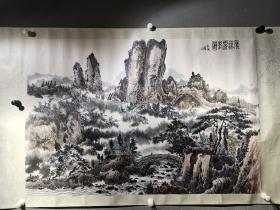 七八十年代作品（）北京画院 画师 。胡祖耀  、山水画 丶 （ 山水 横披雁 ？？）一幅  （精品）尺寸66————98厘米