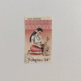 外国邮票 托克劳邮票美女图案 信销1枚 如图有裂