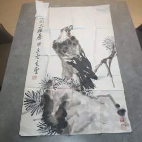 著名画家田零国画老鹰一张
