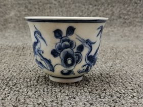 青花竹鹤纹铃铛杯 全品