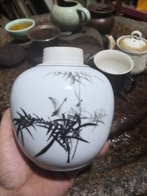 80年，福州二化手绘墨竹茶叶罐