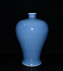 清代康熙天蓝釉梅瓶 古玩古董古瓷器老货收藏