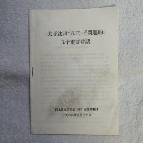关于沈阳”八三一”问题的几个重要讲话