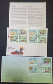 中国香港2003年水鸟首日封（香港与瑞典联合发行）附带邮票资料卡