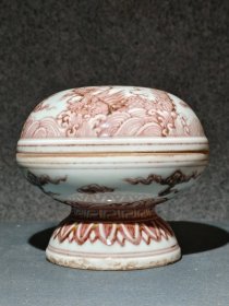 釉里红熏香炉，款识《大明宣德年制》包浆醇厚自然完美