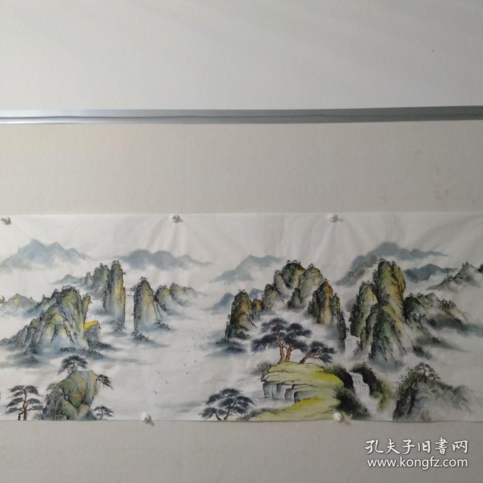 迎客松 山清水秀 山水国画 纯手绘真迹 小六尺宣纸画芯