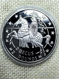 直布罗陀2磅2.8埃居铜镍币 1992年双面值大直径 品相好 oz0486-0
